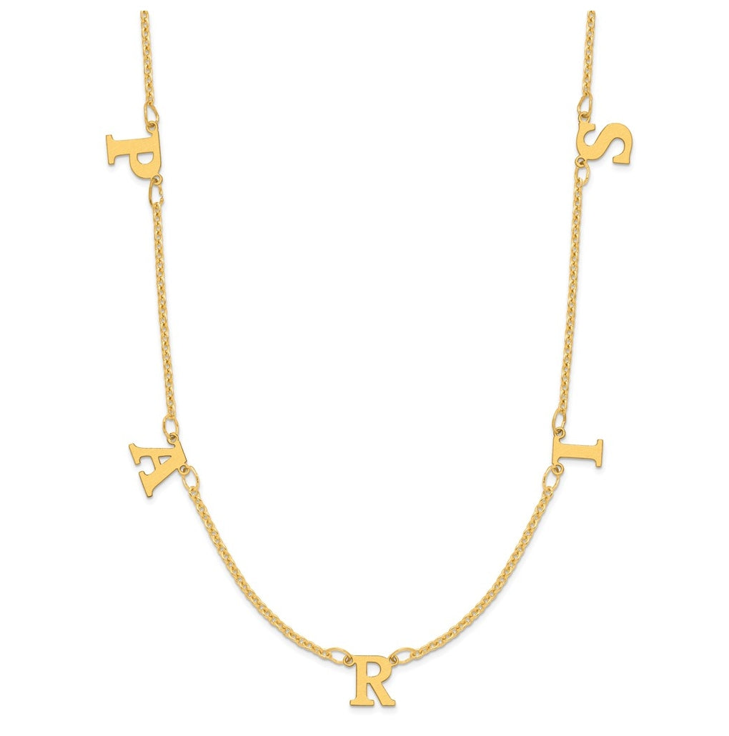 14K Yellow Or White Or Rose Gold Or Sterling Silver Gold Plated Satin Initial Necklace