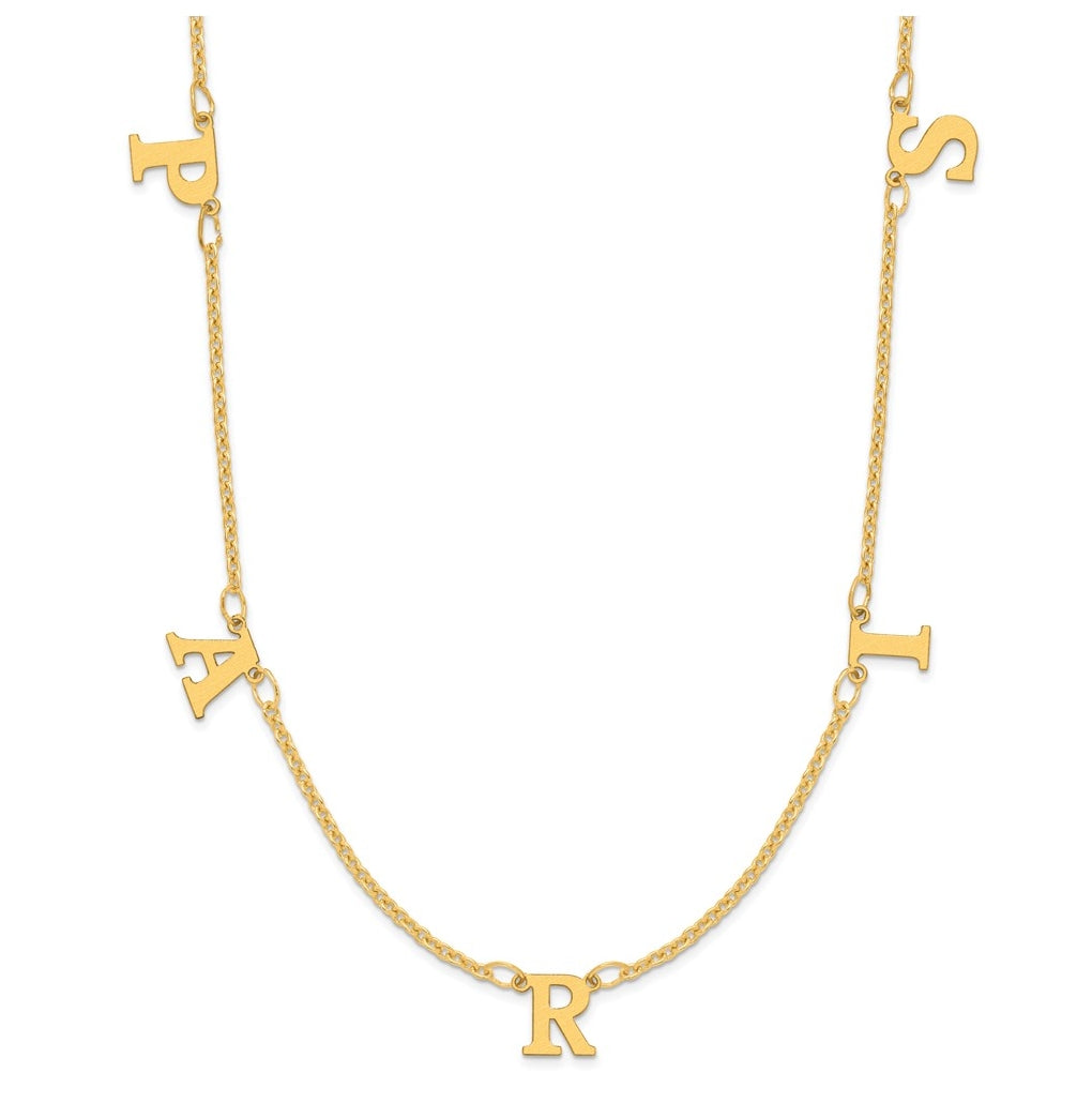 14K Yellow Or White Or Rose Gold Or Sterling Silver Gold Plated Satin Initial Necklace