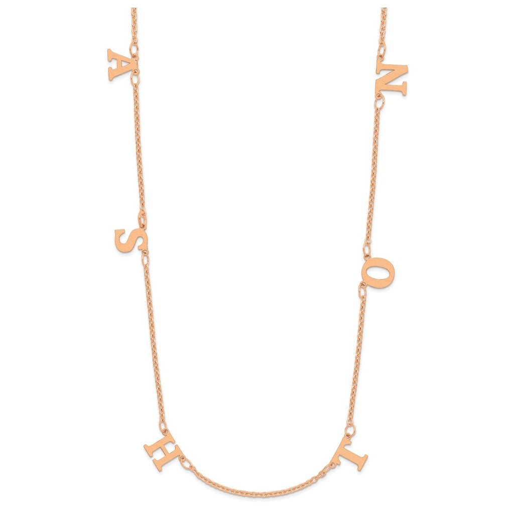 14K Yellow Or White Or Rose Gold Or Sterling Silver Gold Plated Satin Initial Necklace