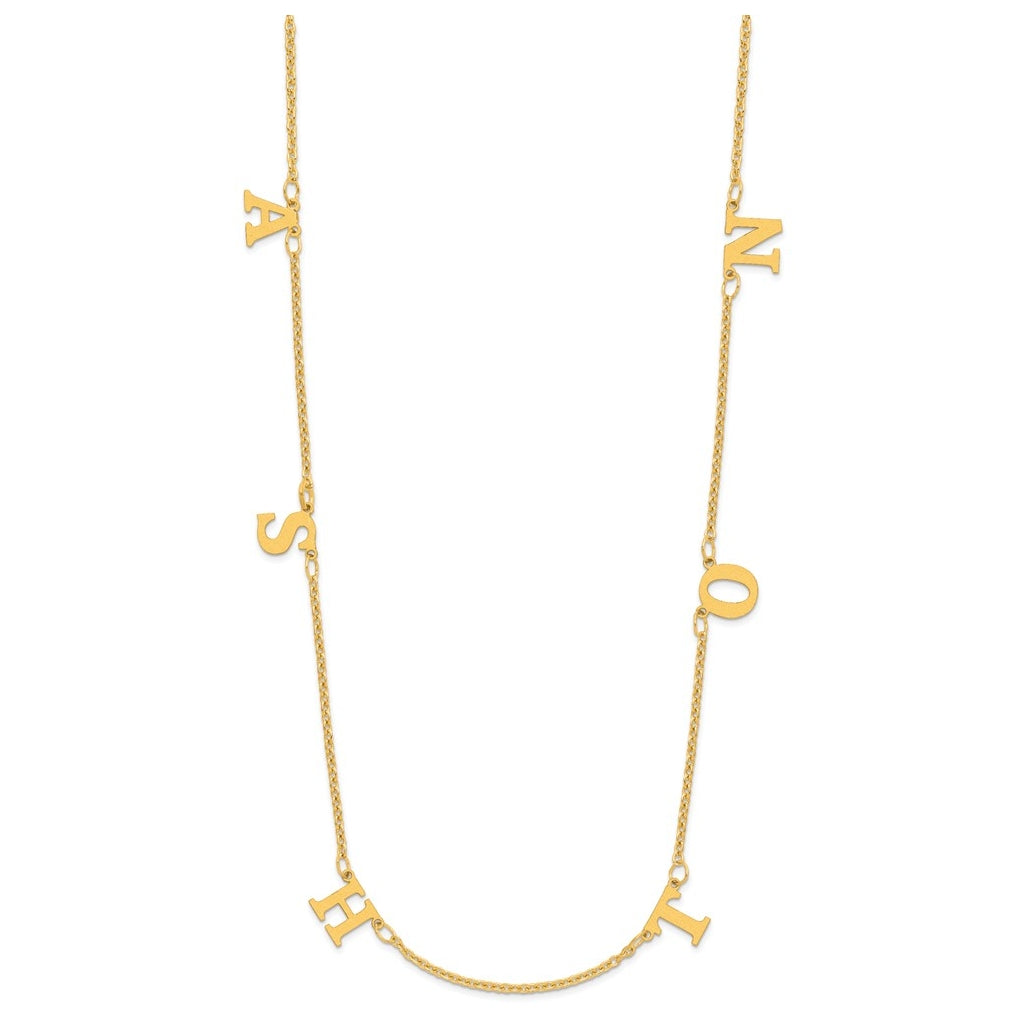 14K Yellow Or White Or Rose Gold Or Sterling Silver Gold Plated Satin Initial Necklace