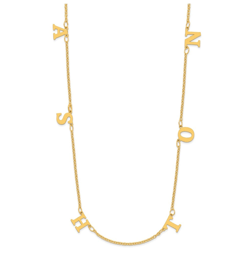 14K Yellow Or White Or Rose Gold Or Sterling Silver Gold Plated Satin Initial Necklace