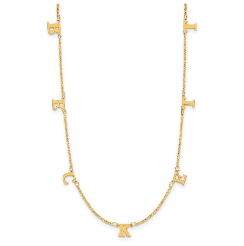 14K Yellow Or White Or Rose Gold Or Sterling Silver Gold Plated Satin Initial Necklace