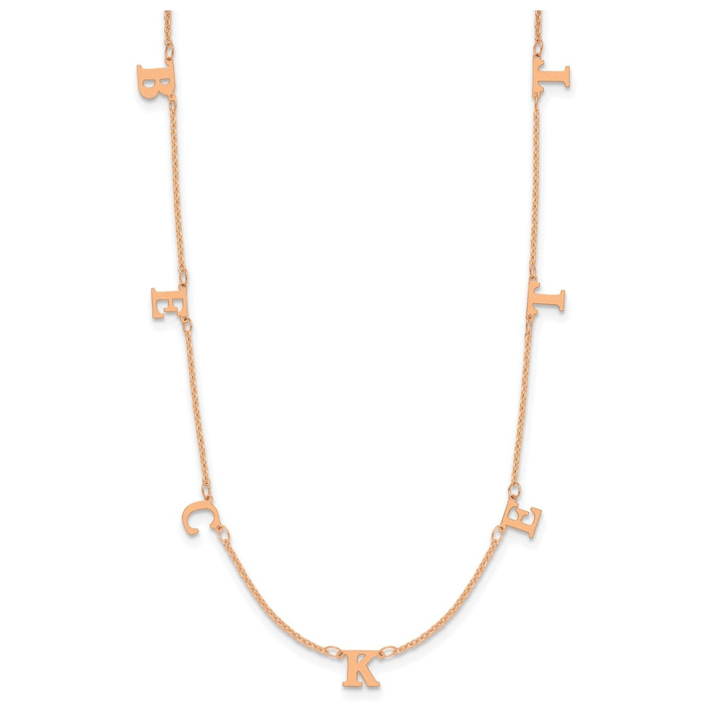 14K Yellow Or White Or Rose Gold Or Sterling Silver Gold Plated Satin Initial Necklace