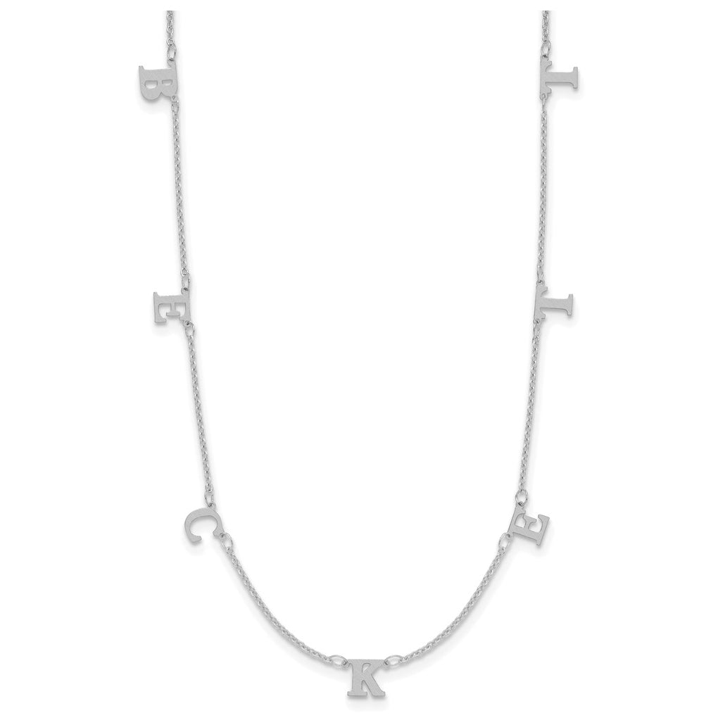 14K Yellow Or White Or Rose Gold Or Sterling Silver Gold Plated Satin Initial Necklace
