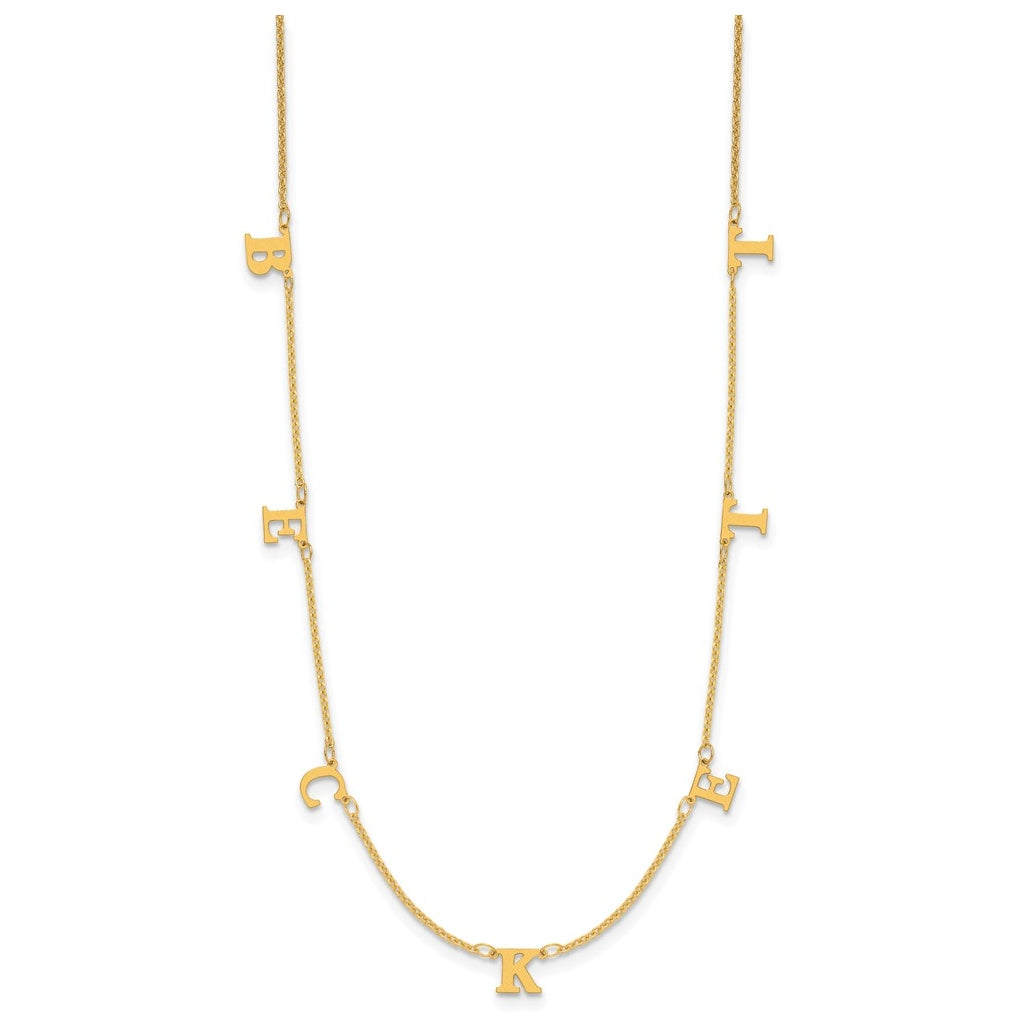 14K Yellow Or White Or Rose Gold Or Sterling Silver Gold Plated Satin Initial Necklace