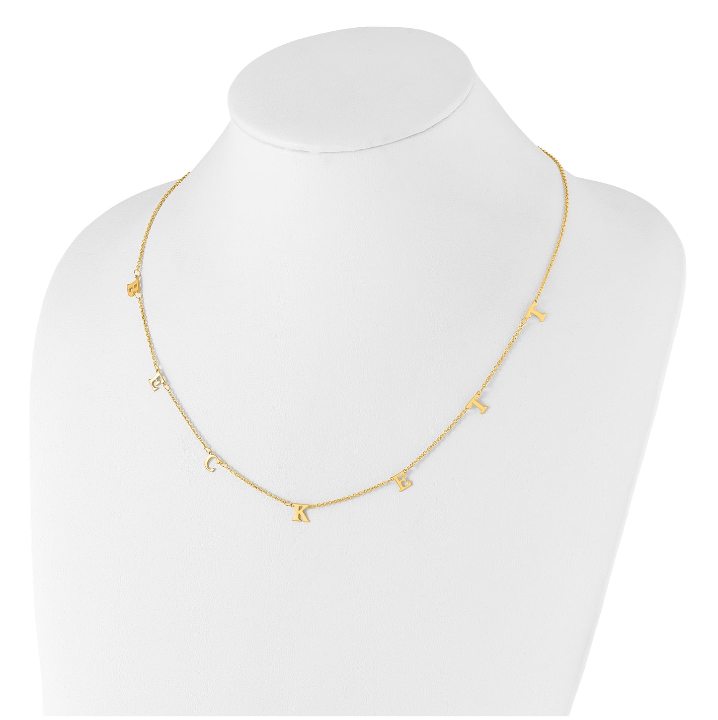 14K Yellow Or White Or Rose Gold Or Sterling Silver Gold Plated Satin Initial Necklace
