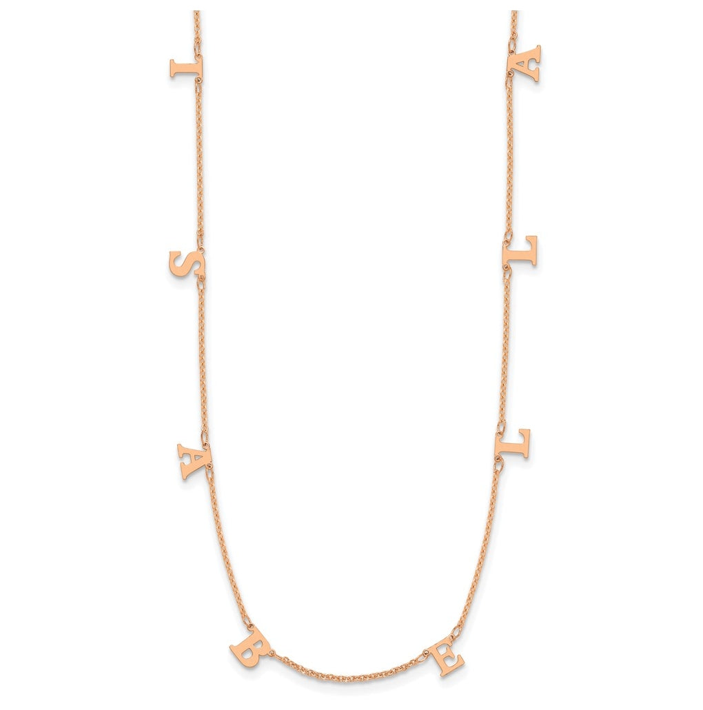 14K Yellow Or White Or Rose Gold Or Sterling Silver Gold Plated Satin Initial Necklace