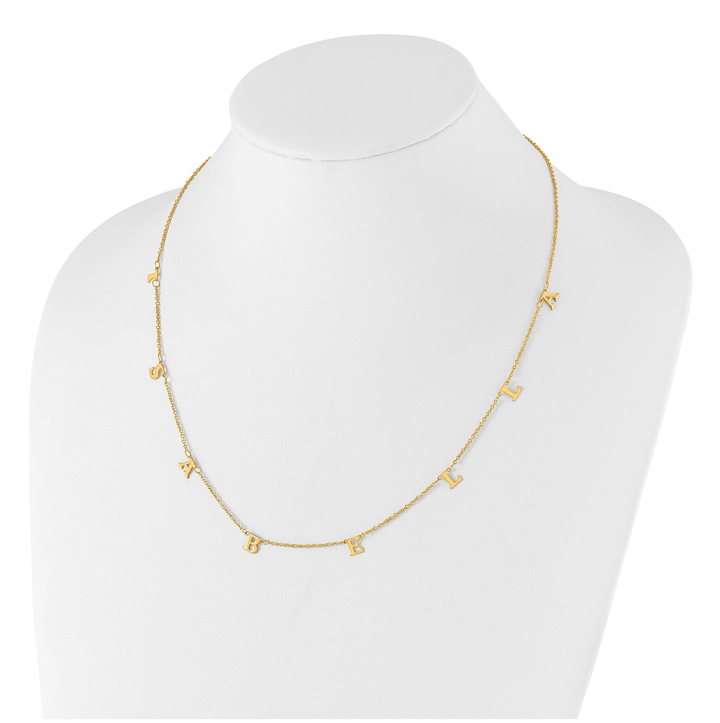 14K Yellow Or White Or Rose Gold Or Sterling Silver Gold Plated Satin Initial Necklace