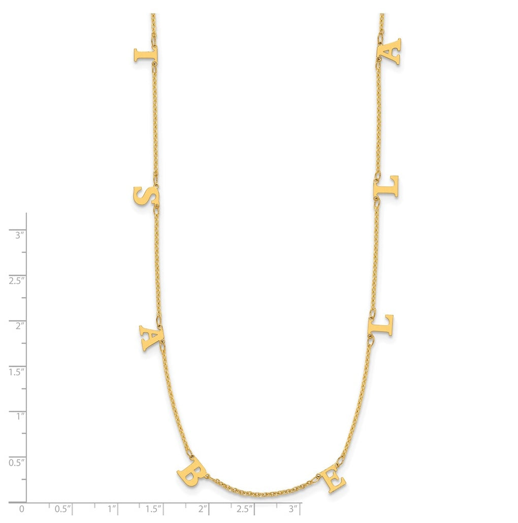 14K Yellow Or White Or Rose Gold Or Sterling Silver Gold Plated Satin Initial Necklace