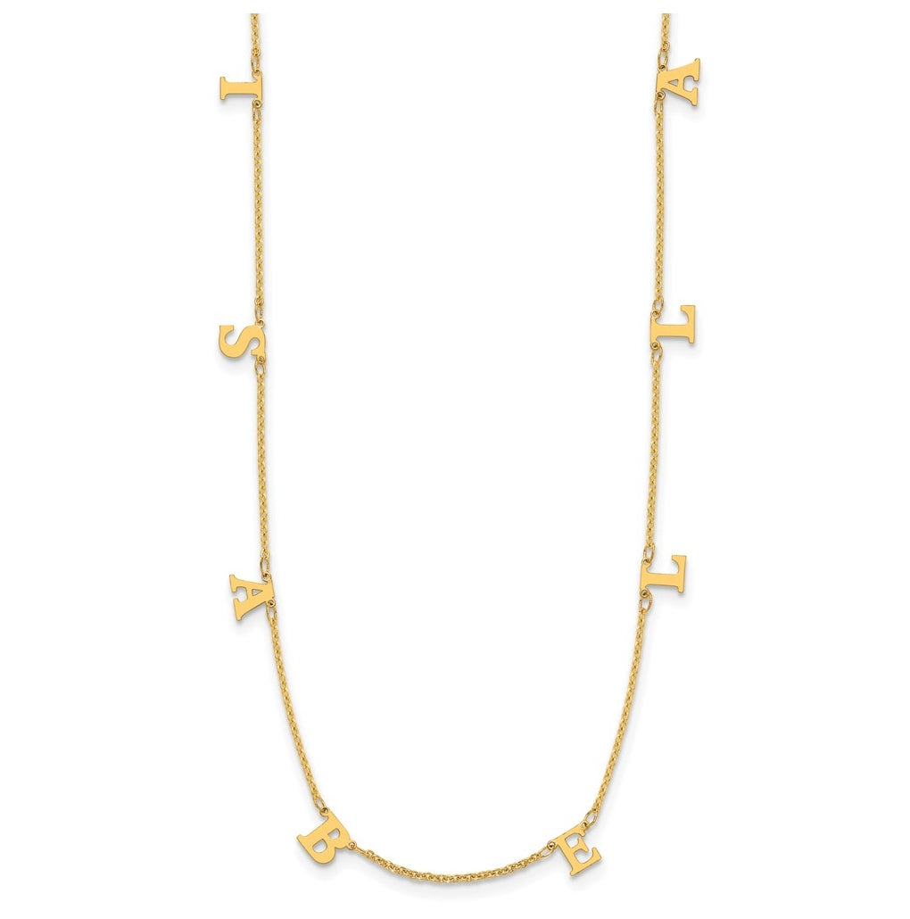 14K Yellow Or White Or Rose Gold Or Sterling Silver Gold Plated Satin Initial Necklace