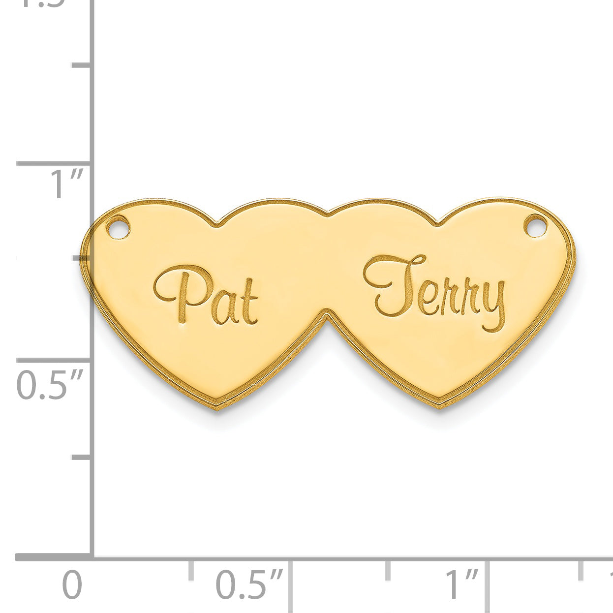 Sterling Silver Gold plated Double Heart Nameplate