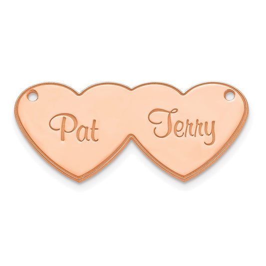 14K Rose Gold Double Heart Name Plate