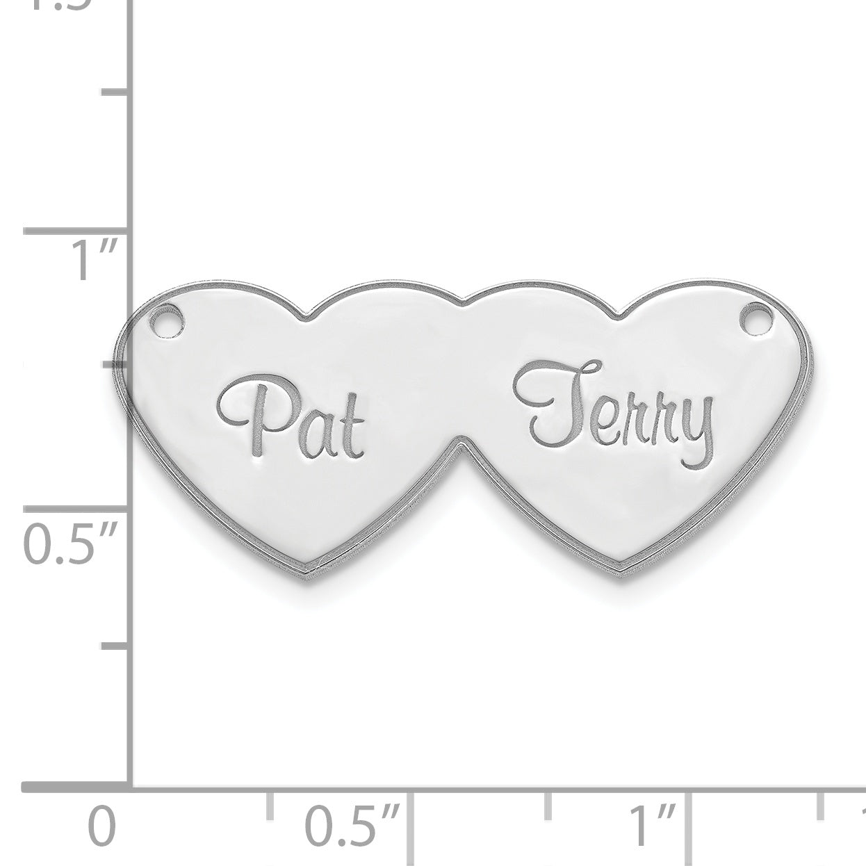 10K White Gold Double Heart Name Plate