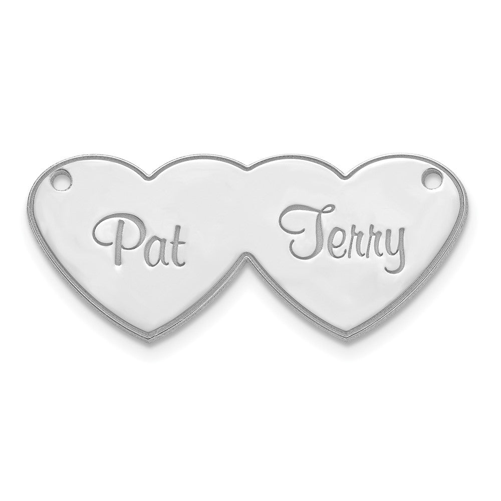 10K White Gold Double Heart Name Plate