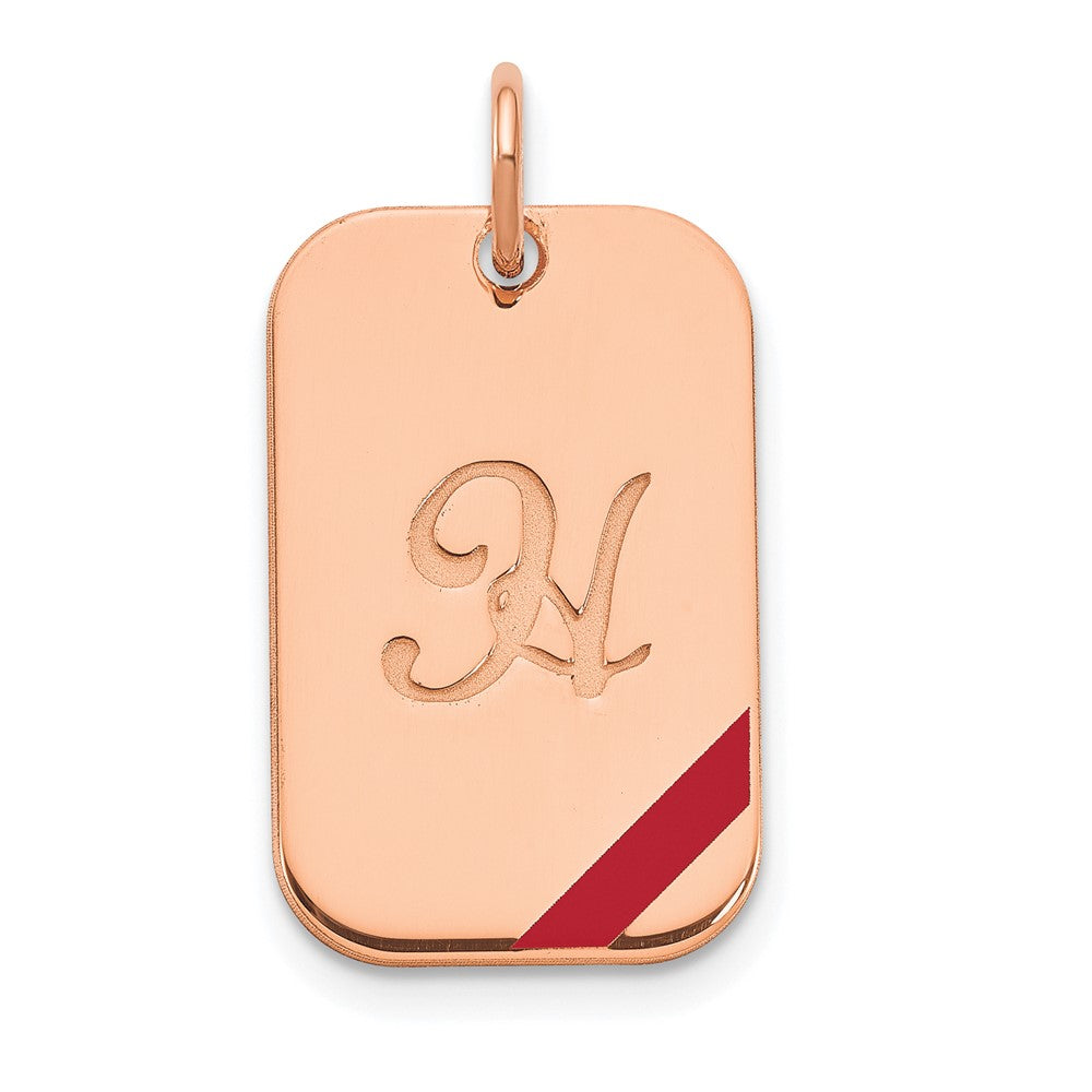 Sterling Silver Rose Gold plated Dog Tag Enameled Charm