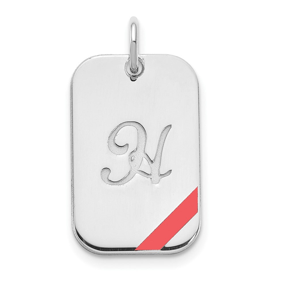 Sterling Silver Rhodium plated Dog Tag Enameled Charm