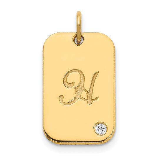 Sterling Silver Gold plated Dog Tag with Diamond Charm