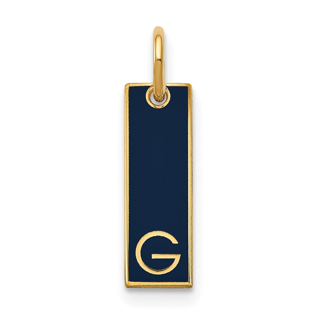 14K Yellow Gold Small Enameled Initial Bar Charm