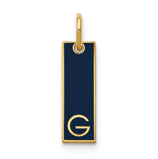 14K Yellow Gold Small Enameled Initial Bar Charm