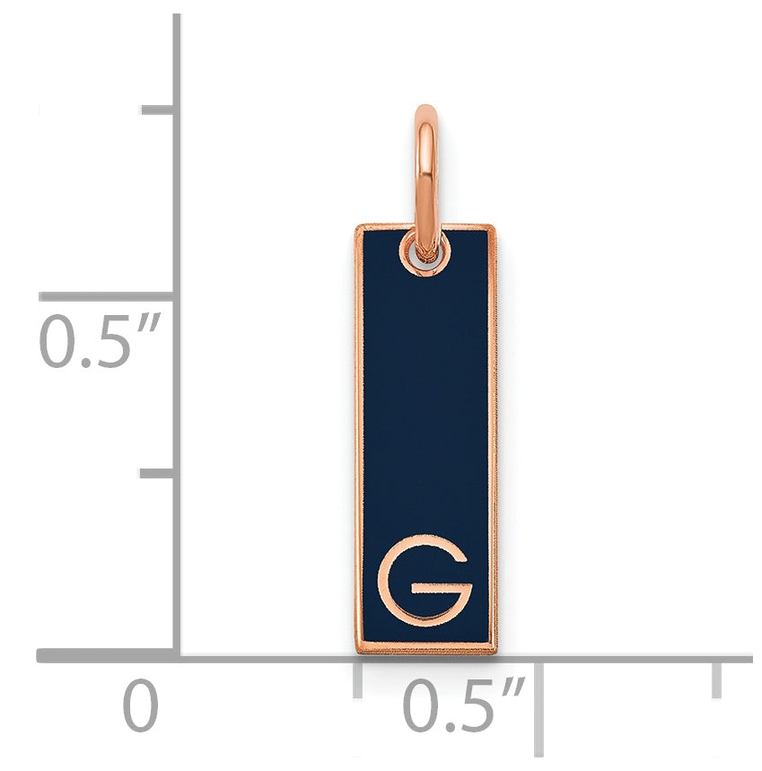 14K Rose Gold Small Enameled Initial Bar Charm