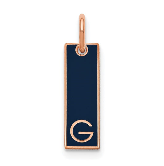 14K Rose Gold Small Enameled Initial Bar Charm