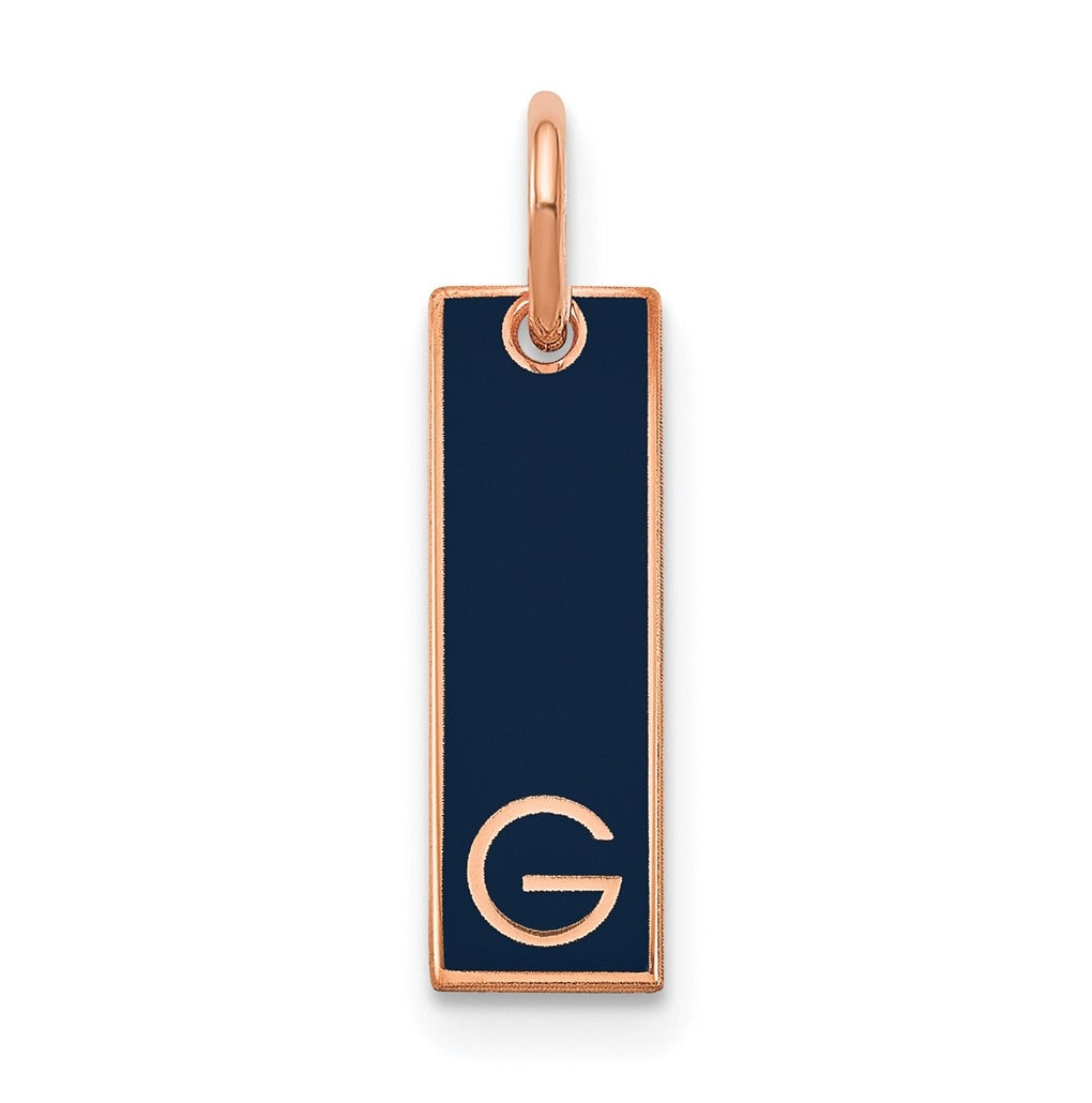 Sterling Silver Rose Gold plated Small Enameled Initial Bar Charm