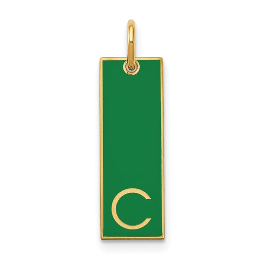 14K Yellow Gold Medium Enameled Initial Bar Charm