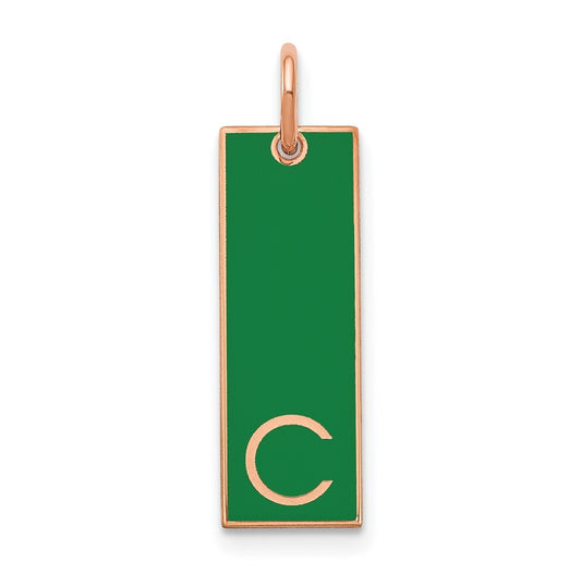 14K Rose Gold Medium Enameled Initial Bar Charm