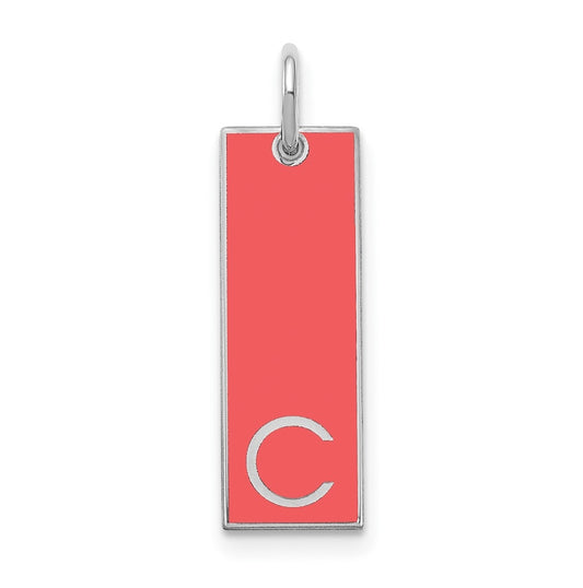 14K White Gold Medium Enameled Initial Bar Charm