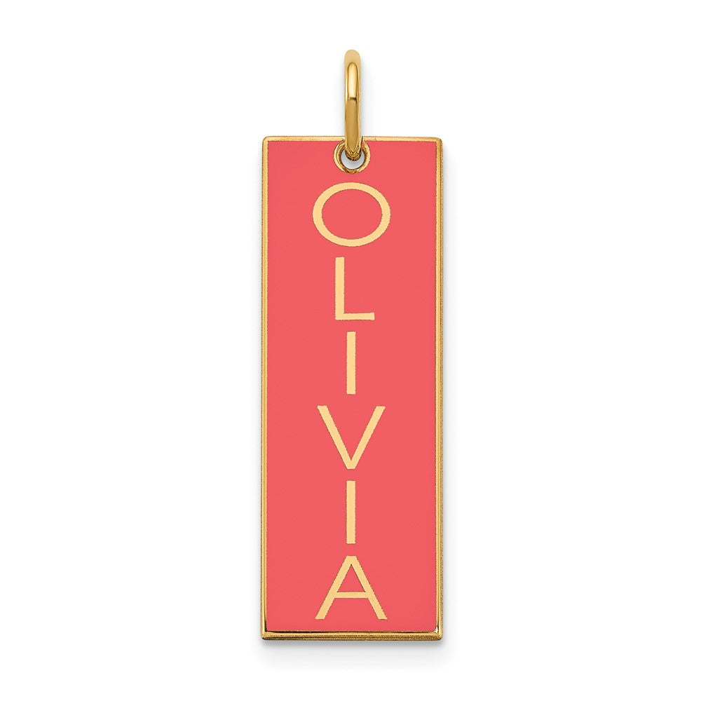 Sterling Silver Gold plated Large Enameled Name Bar Charm
