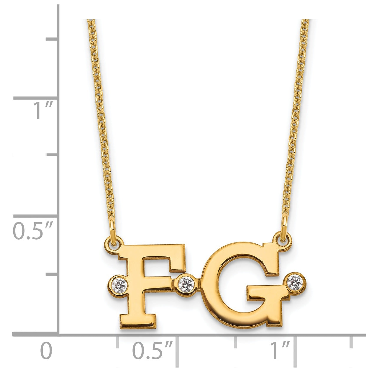 14K Yellow Gold Double Initial with Diamonds Necklace
