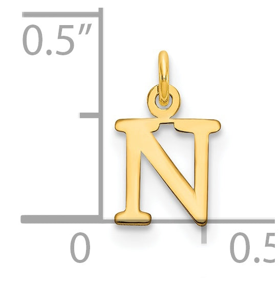 14K Yellow Gold Cutout Letter N Initial Pendant
