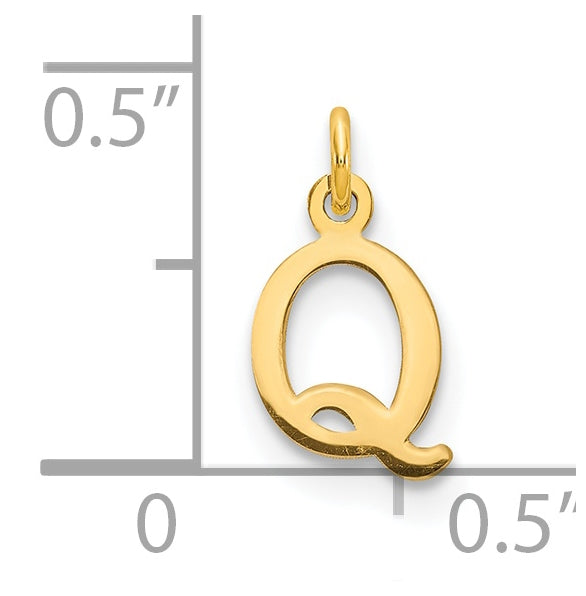 14K Yellow Gold Cutout Letter Q Initial Pendant
