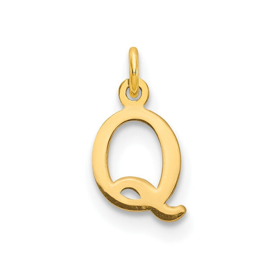 14K Yellow Gold Cutout Letter Q Initial Pendant