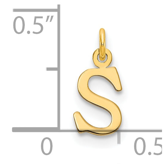 14K Yellow Gold Cutout Letter S Initial Pendant