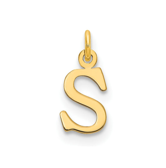 14K Yellow Gold Cutout Letter S Initial Pendant
