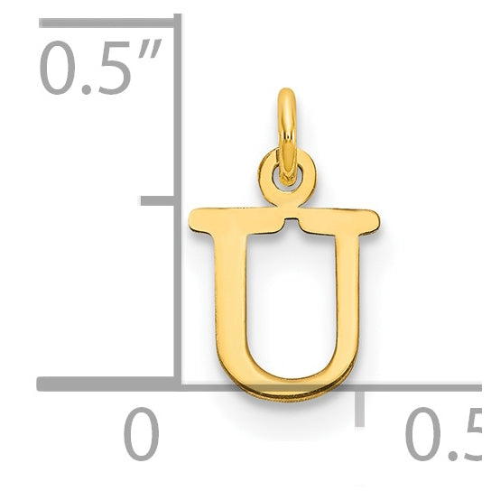 14K Yellow Gold Cutout Letter U Initial Pendant