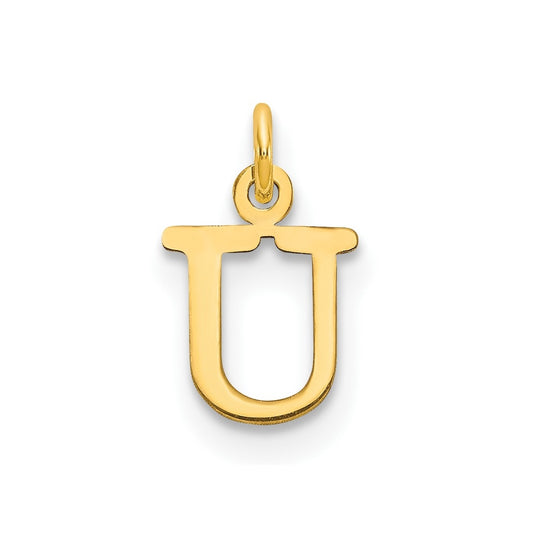 14K Yellow Gold Cutout Letter U Initial Pendant