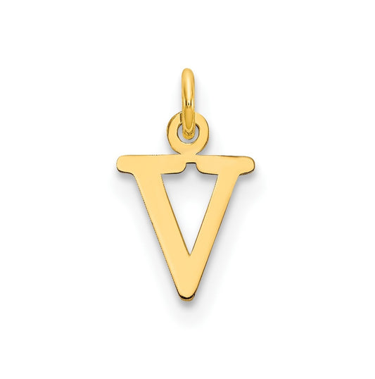 14K Yellow Gold Cutout Letter V Initial Pendant