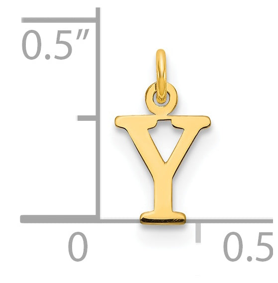 14K Yellow Gold Cutout Letter Y Initial Pendant