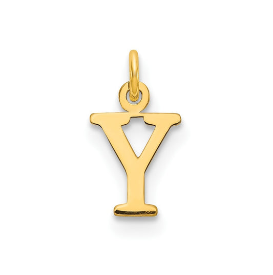 14K Yellow Gold Cutout Letter Y Initial Pendant