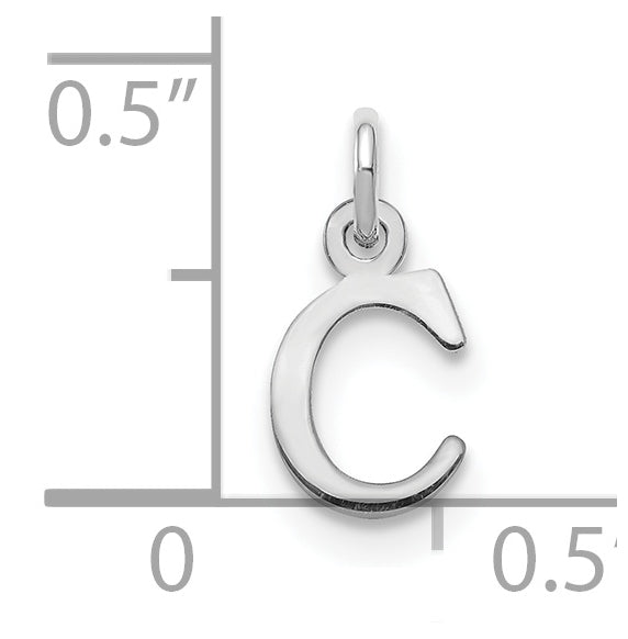 Sterling Silver Rhodium plated Letter C Initial Charm