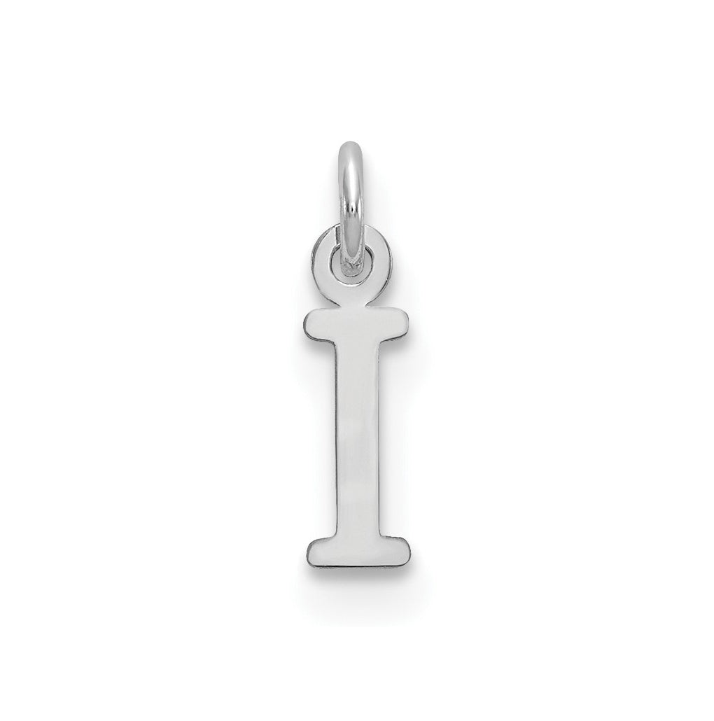 10K White Gold Cutout Letter I Initial Charm