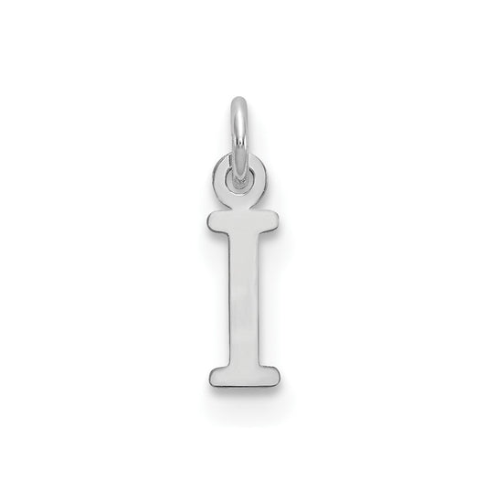 10K White Gold Cutout Letter I Initial Charm