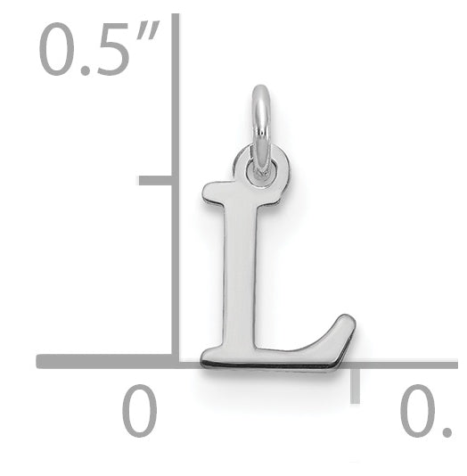 14K White Gold Cutout Letter L Initial Pendant