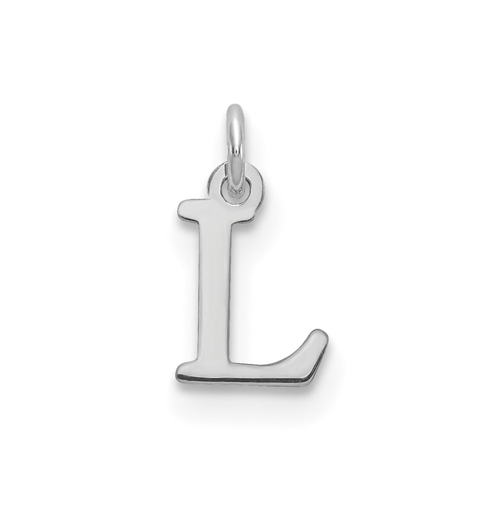 10K White Gold Cutout Letter L Initial Charm