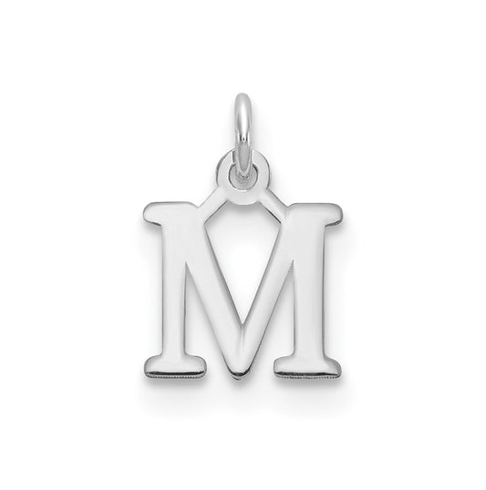 14K White Gold Cutout Letter M Initial Pendant