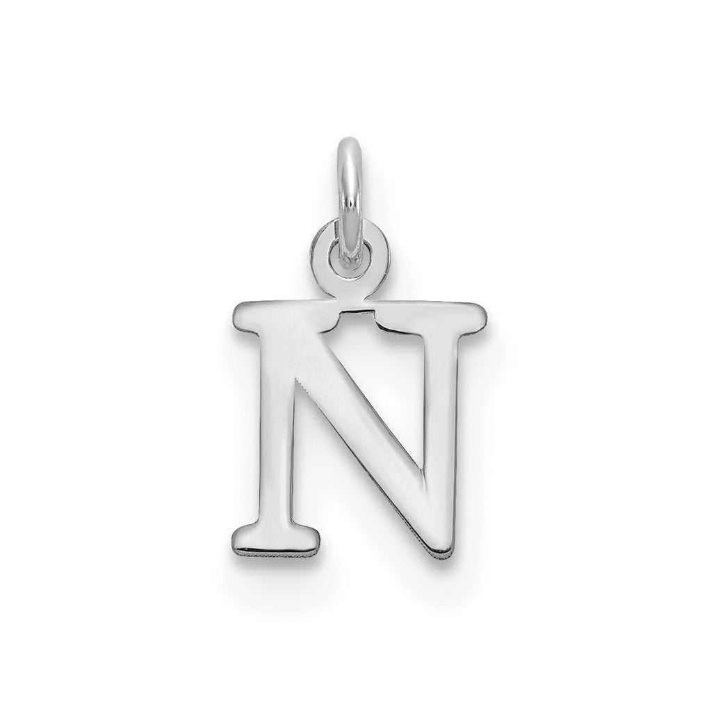 10K White Gold Cutout Letter N Initial Charm
