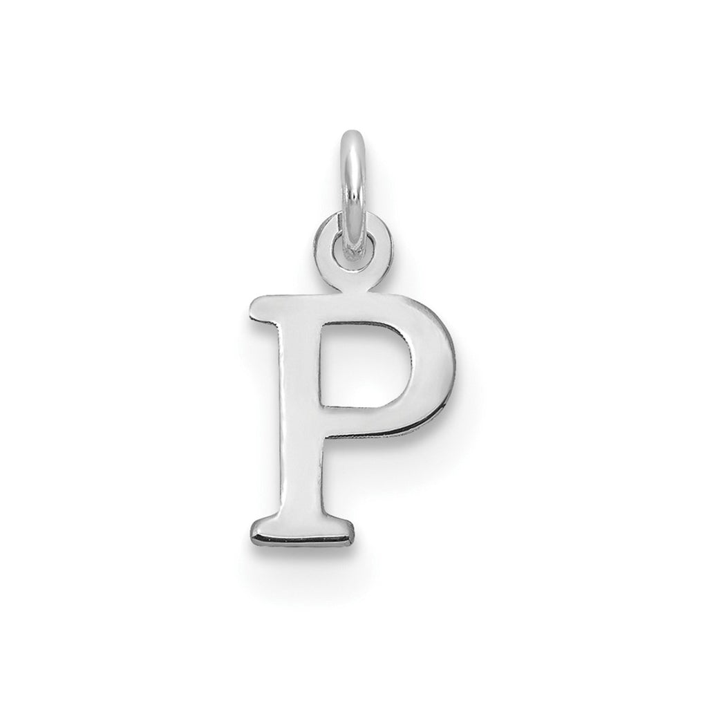 10K White Gold Cutout Letter P Initial Charm
