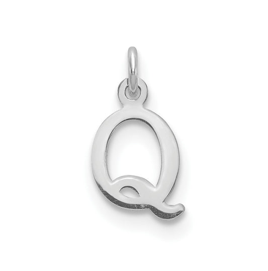 14K White Gold Cutout Letter Q Initial Pendant